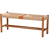 Saura Dining Bench in Oak Brown Finish Wood & Hemp