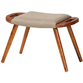 Banner Bench in Light Brown Fabric & Oak Brown Wood