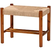 Saura Accent Bench in Oak Brown Finish Wood & Hemp