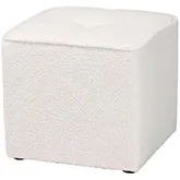Isaiah Ottoman in Tufted Ivory Boucle Fabric & Black