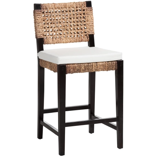 Alise Counter Stool in Dark Brown Mahogany & Seagrass