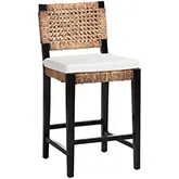 Alise Counter Stool in Dark Brown Mahogany & Seagrass (Set of 2)