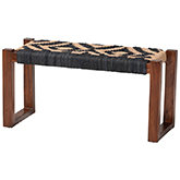 Prunella Bench in Two Tone Navy Blue & Natural Brown Seagrass & Acacia Wood