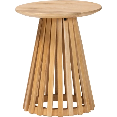 Caribic Slatted End Table in Natural Brown Acacia Wood