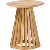 Caribic Slatted End Table in Natural Brown Acacia Wood