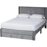 Elora Queen Storage Bed in Grey Pleated Velvet