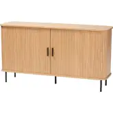 Lucia 55" Sideboard Buffet Cabinet with Sliding Tambour Doors in Oak & Black