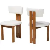 Kyren Dining Chair in Cream Boucle Fabric & Walnut Finish Wood (Set of 2)