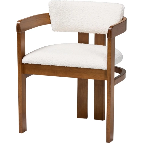 Carice Dining Chair in Cream Boucle Fabric & Walnut Finish Wood