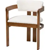 Carice Dining Chair in Cream Boucle Fabric & Walnut Finish Wood