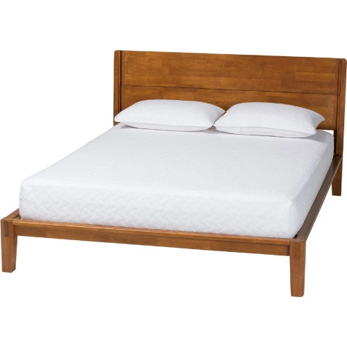 Aldith Queen Platform Bed in Walnut Brown Finish Wood