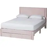 Elora Queen Storage Bed in Light Pink Pleated Velvet
