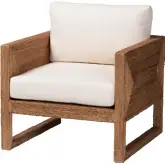 Helina Accent Arm Chair in Bleached Seagrass, White Fabric & Acacia Wood