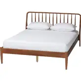 Maeron Queen Platform Bed with Spindle Headboard in Walnut Brown Finish