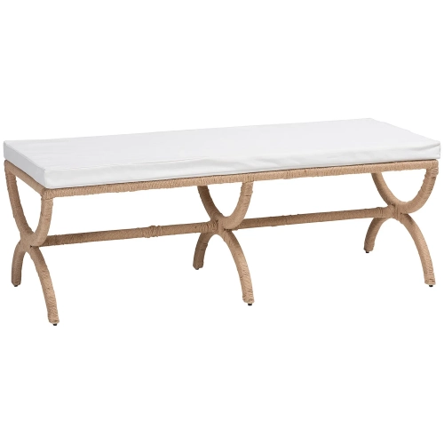 Maliyah Accent Bench in Natural Jute & White Fabric