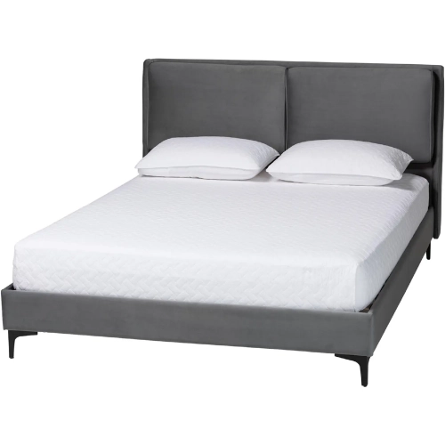 Etienne Queen Platform Bed in Slate Grey Velvet