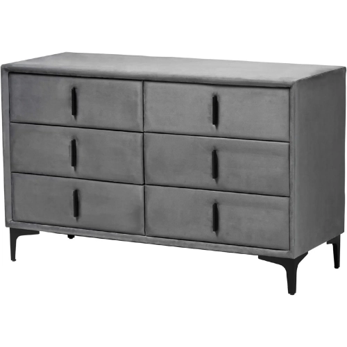 Etienne 6 Drawer Dresser in Slate Grey Velvet