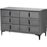 Etienne 6 Drawer Dresser in Slate Grey Velvet