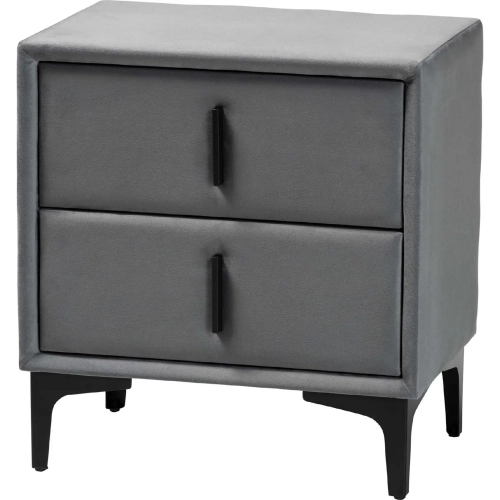 Etienne 2 Drawer Nightstand in Slate Grey Velvet