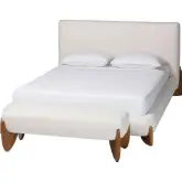 Vinicio Queen 2 Piece Bedroom Set in Cream Boucle & Walnut Finish