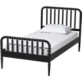 Lucera Twin Bobbin Bed in Black Finish Wood
