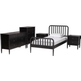 Lucera 5 Piece Twin Bobbin Bedroom Set in Black Finish Wood