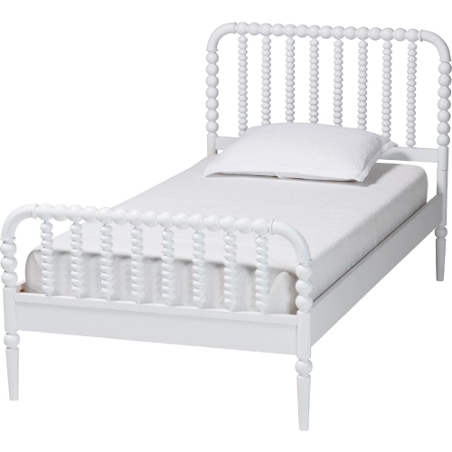Lucera Twin Bobbin Bed in White Finish Wood