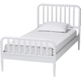 Lucera Twin Bobbin Bed in White Finish Wood
