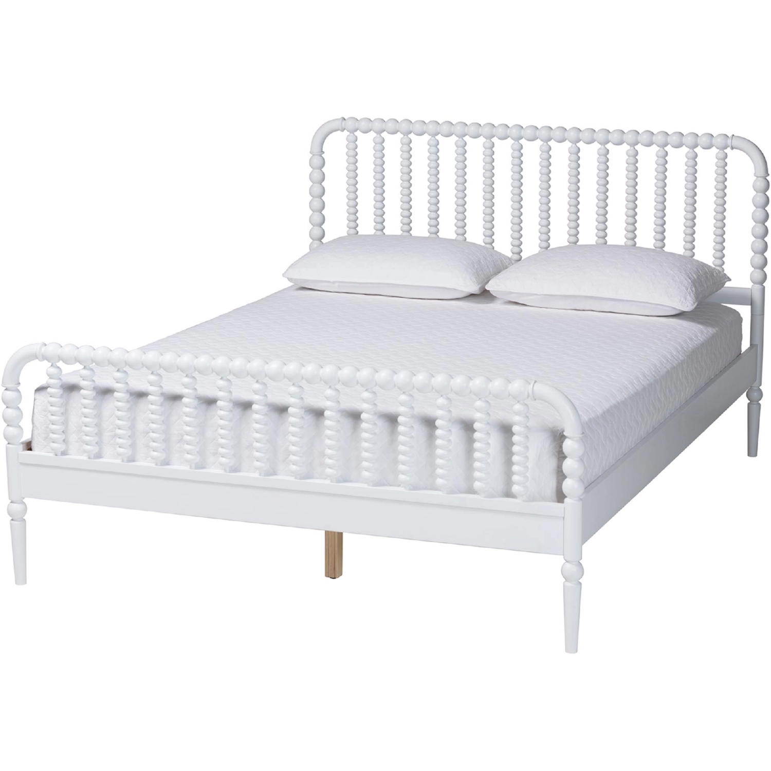 Baxton MG0110-4-White-Queen Lucera Queen Bobbin Bed in White