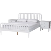 Lucera 3 Piece Full Bobbin Bedroom Set in White Finish Wood