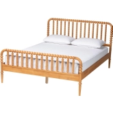 Lucera Queen Bobbin Bed in Oak Brown Finish Wood