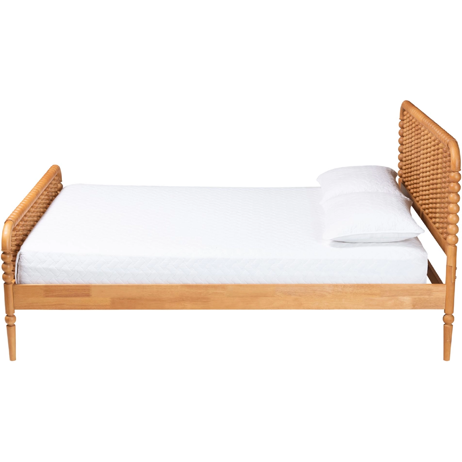 Baxton MG0110-4-NT Oak-Queen Lucera Queen Bobbin Bed in Oak Brown