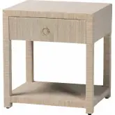 Nata 1 Drawer Nightstand in Woven Natural Grasscloth