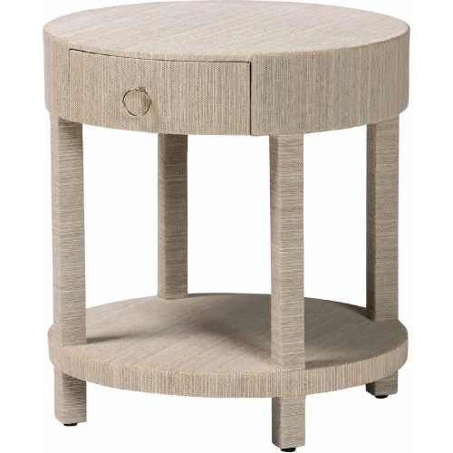 Sadia 1 Drawer Nightstand in Woven Natural Grasscloth