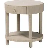 Sadia 1 Drawer Nightstand in Woven Natural Grasscloth