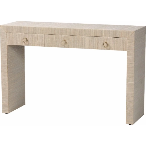 Cielo 3 Drawer Console Table in Woven Natural Grasscloth