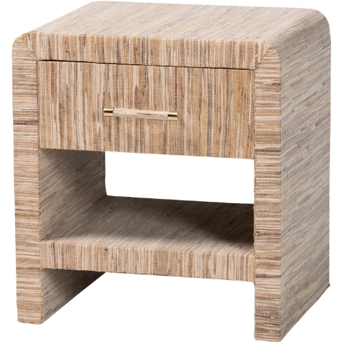 Callan 1 Drawer Nightstand in Woven Natural Grasscloth