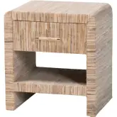 Callan 1 Drawer Nightstand in Woven Natural Grasscloth
