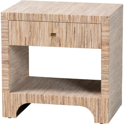 Julia 1 Drawer Nightstand in Woven Natural Grasscloth