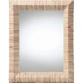 Adino Rectangle Accent Wall Mirror in Woven Natural Grasscloth