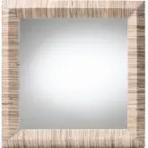 Adino Square Accent Wall Mirror in Woven Natural Grasscloth