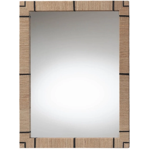 Mirai Rectangle Accent Mirror in Woven Grasscloth & Black