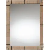 Mirai Rectangle Accent Mirror in Woven Grasscloth & Black