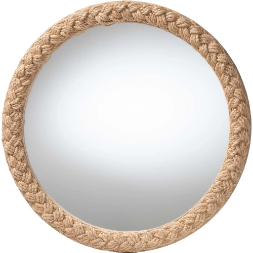 Shara 30" Round Coastal Accent Mirror in Braided Rope