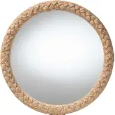 Shara 30" Round Coastal Accent Mirror in Braided Rope