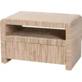 Hannah 1 Drawer Nightstand in Woven Grasscloth