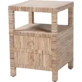 Paine 2 Drawer Nightstand in Woven Grasscloth