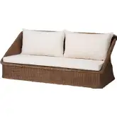 Derris Sofa in Peanut Brown Braided Rattan & White Fabric