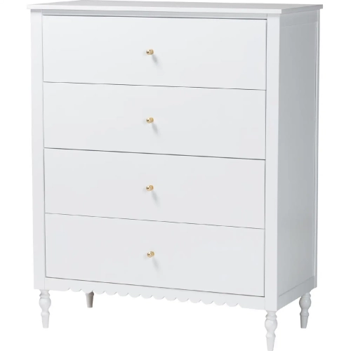Roni 4 Drawer Chest White Scalloped Wood