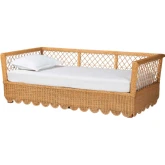 Teresa Scalloped Twin Daybed in Handwoven Natural Rattan